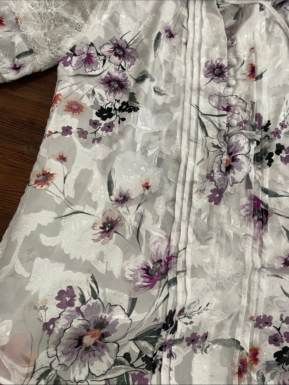 White House Black Market chiffon floral blouse,Sz.10!PRETTY - Picture 8 of 11